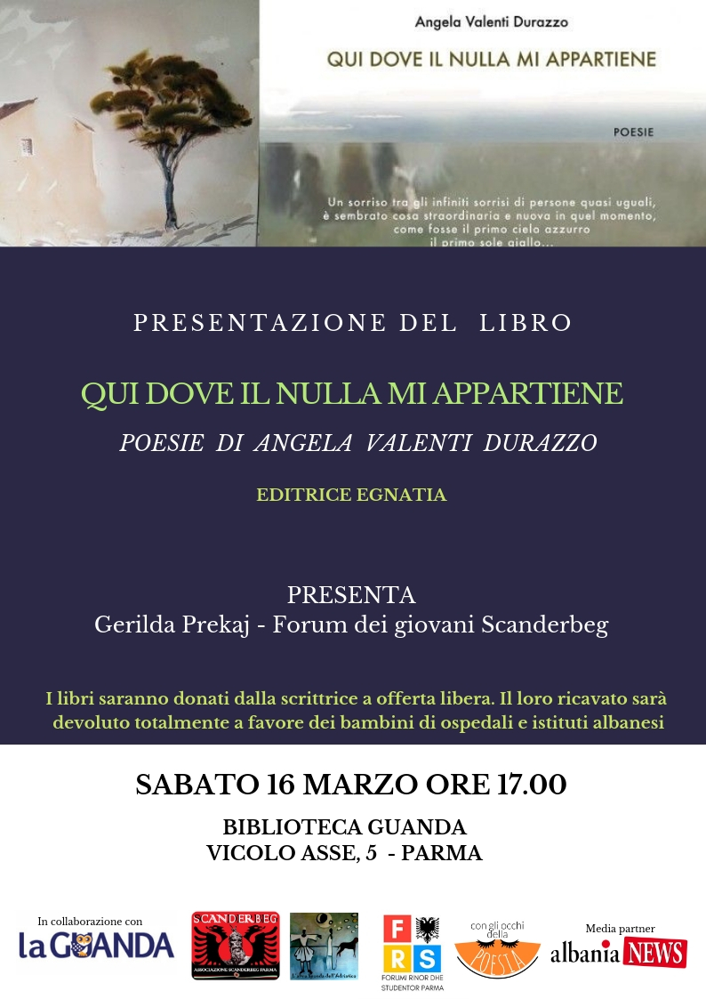 Presentazione del libro “Qui dove il nulla mi appartiene”, poesie di Angela Valenti Durazzo